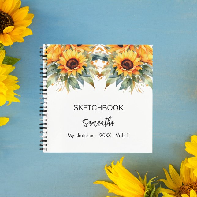 Sketchbook sunflowers watercolor name notebook (Creator Uploaded)