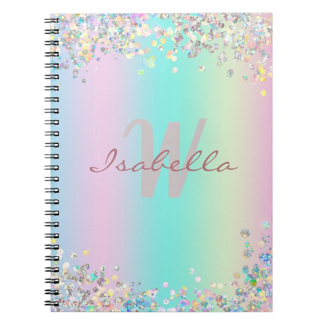 Sketchbook Unicorn Holographic Glitter Notebook (Front)