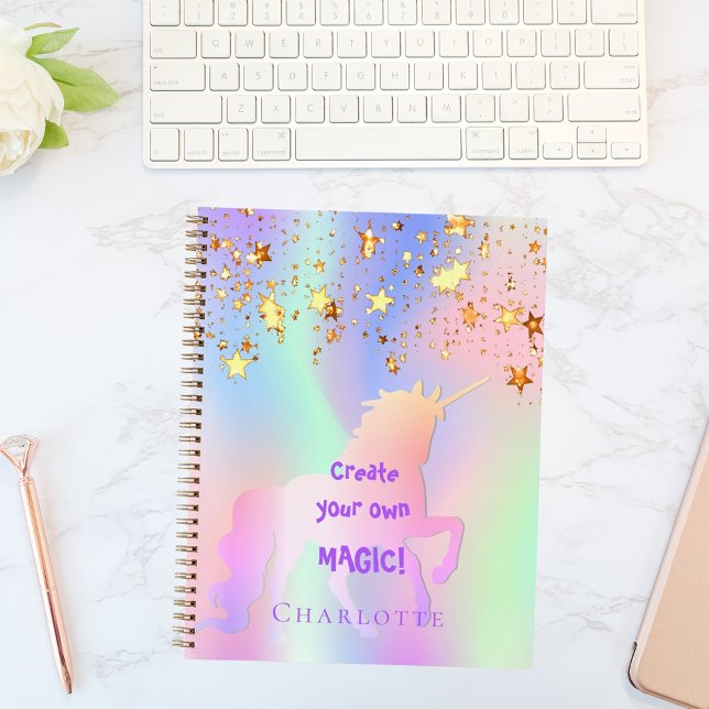 Sketchbook unicorn pink gold stars holographic notebook (Creator Uploaded)