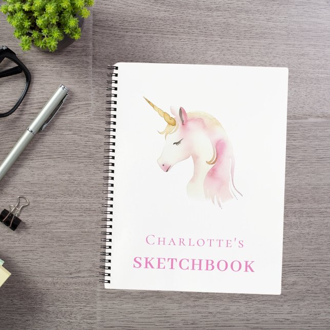Sketchbook unicorn pink white girl notebook (Creator Uploaded)