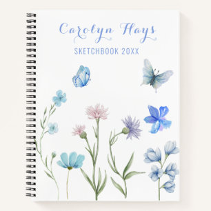 Sketchbook Watercolor Pastel Wildflower Name Notebook