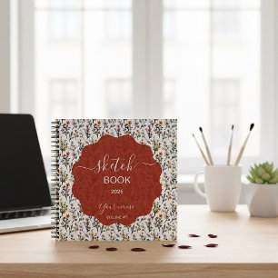 Sketchbook with Luxurious Floral Designs and Custo Notebook