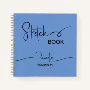 Sketchbook Your Name Script Teal Blue Notebook