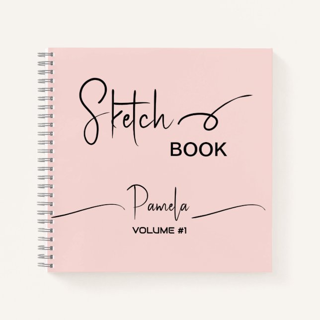 Sketchbook Your Name Script Teal Blue Notebook (Front)