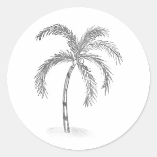 Sketched Black and White Classic Round Sticker