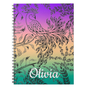 Sketched black fairy fantasy bird tree plants hand notebook
