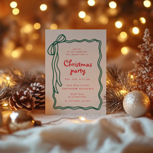 Sketched Bow Frame Christmas Party Invitation