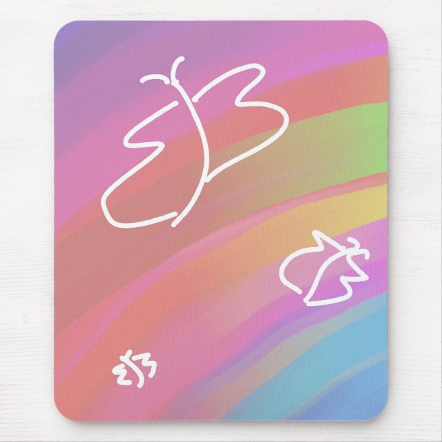 Sketched Butterfys Mouse Pad (Front)