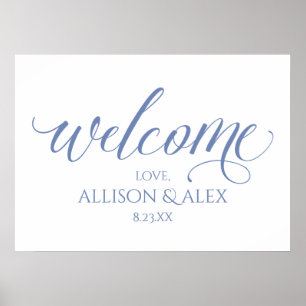 Sketched Calligraphy Wedding Welcome - Cornflower Poster