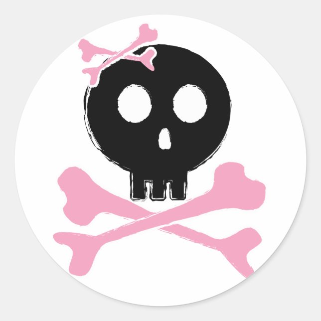 Sketched Candy Skull in Black Classic Round Sticker (Front)