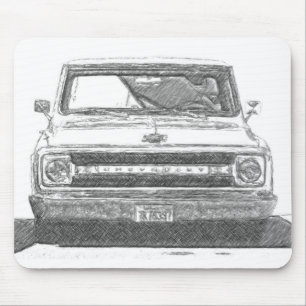 Sketched Chevy Truck Mouse Pad