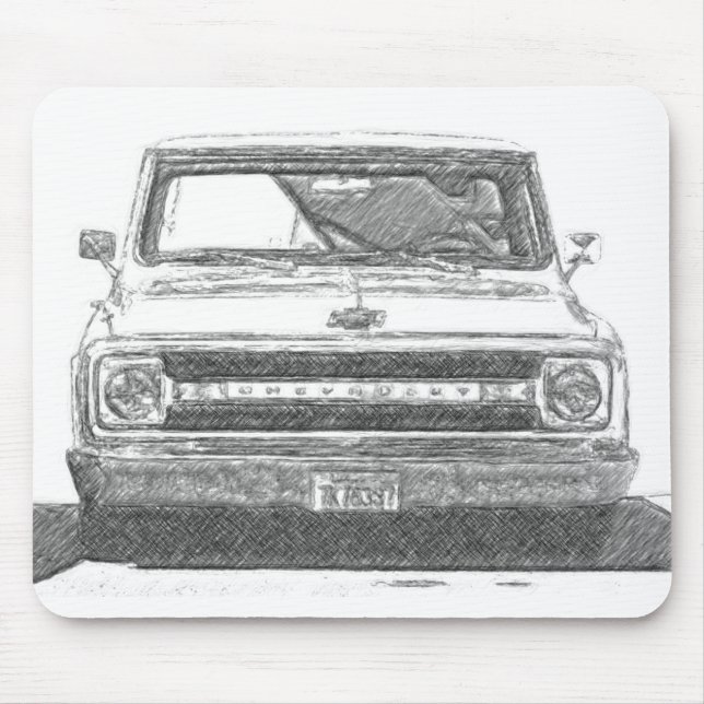 Sketched Chevy Truck Mouse Pad (Front)