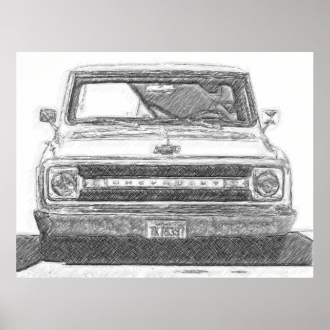 Sketched Chevy Truck Poster (Front)
