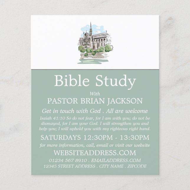 Sketched Church, Christian Bible Class Advert Flyer (Front)