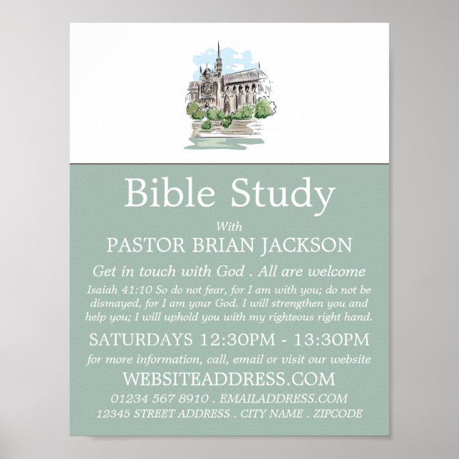 Sketched Church, Christian Bible Class Advert Poster (Front)