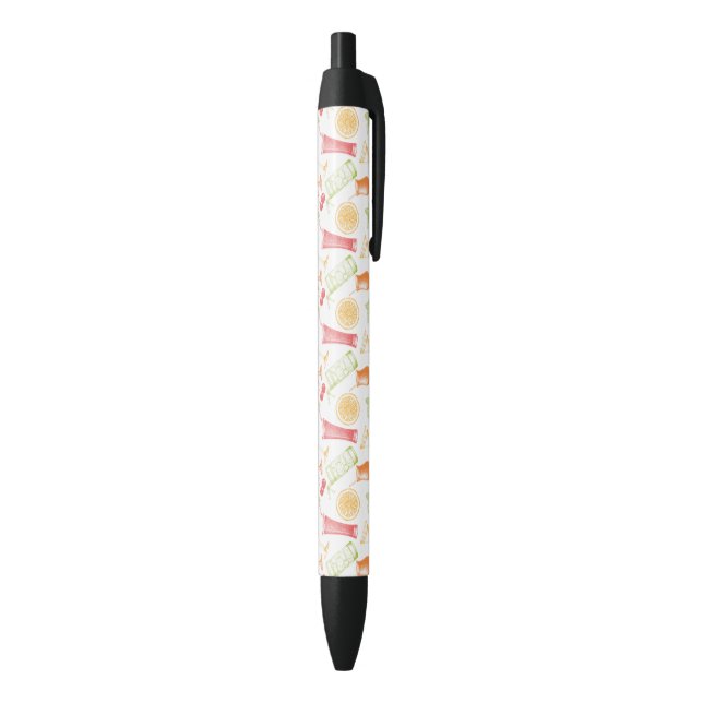 Sketched Cocktail Pattern Black Ink Pen (Bottom (Vertical))