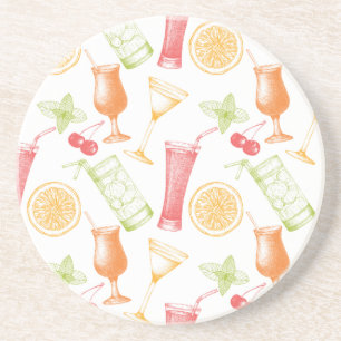Sketched Cocktail Pattern Coaster