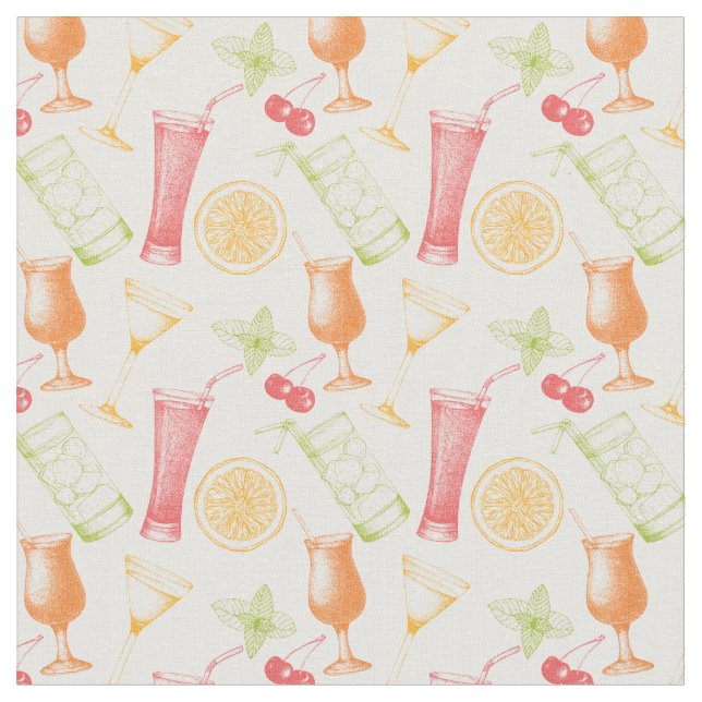 Sketched Cocktail Pattern Fabric (Close Up)