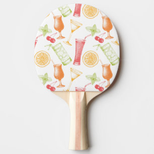 Sketched Cocktail Pattern Ping Pong Paddle