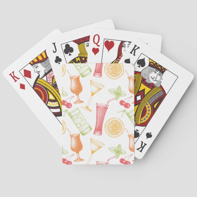 Sketched Cocktail Pattern Playing Cards (Back)