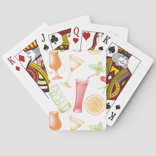 Sketched Cocktail Pattern Playing Cards (Back)