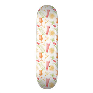 Sketched Cocktail Pattern Skateboard