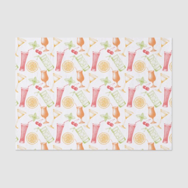Sketched Cocktail Pattern Tissue Paper (Front)