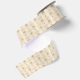 Sketched Coffee Martini Hearts Pattern Birthday Satin Ribbon
