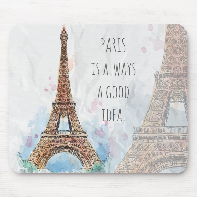 Sketched coloured eiffel tower paris good idea mouse pad (Front)