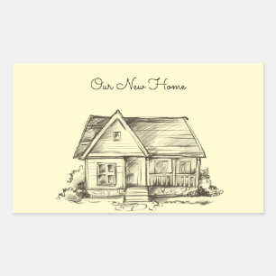 Sketched Cottage Scrapbook Rectangular Sticker