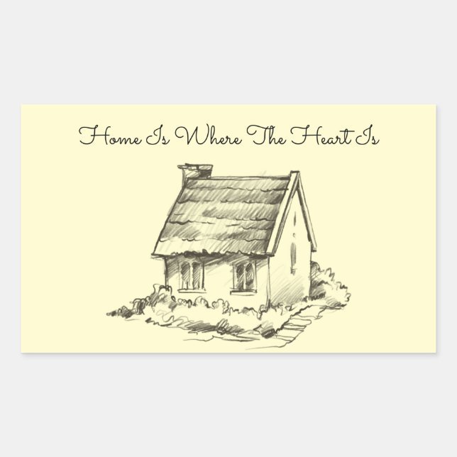 Sketched Cottage Scrapbook Rectangular Sticker (Front)