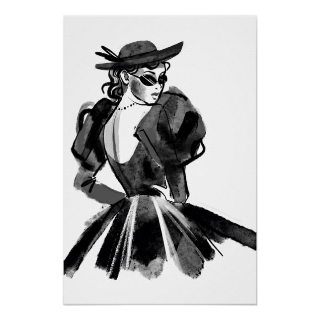 Sketched Couture Fashion Model  Poster (Front)