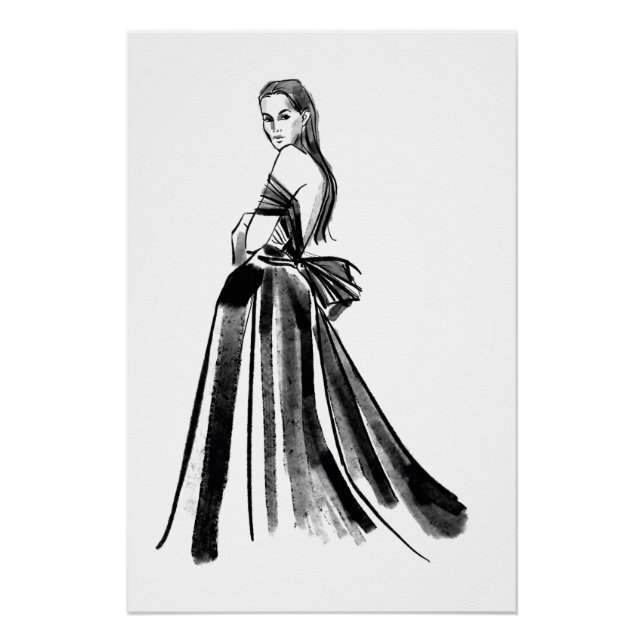 Sketched Couture fashion Model Poster (Front)