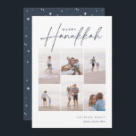 Sketched Cursive 6 Photo Collage Hanukkah Holiday Card<br><div class="desc">Share cheer with these modern Hanukkah holiday cards featuring 6 of your favourite photos in a grid collage layout. "Happy Hanukkah" appears at the top in classic serif and casual hand sketched cursive script. Personalise with your family name and the year at the lower right.</div>