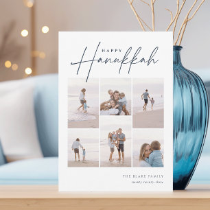 Sketched Cursive 6 Photo Collage Hanukkah Holiday Card