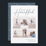 Sketched Cursive 6 Photo Collage Hanukkah Holiday Card<br><div class="desc">Share cheer with these modern Hanukkah holiday cards featuring 6 of your favourite photos in a grid collage layout. "Happy Hanukkah" appears at the top in classic serif and casual hand sketched cursive script. Personalise with your family name and the year at the lower right.</div>