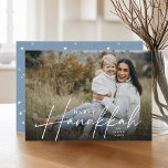 Sketched Cursive Full Photo Hanukkah Holiday Card<br><div class="desc">Share holiday greetings with these chic Hanukkah photo cards featuring your favourite full bleed horizontal or landscape orientated photo. "Happy Hanukkah" appears as a white text overlay in classic serif and casual hand sketched cursive lettering. Personalise with your family name.</div>