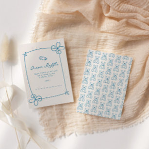 Sketched Cute Wavy Bow Frame Baby Show Ticket Card