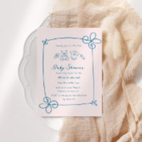 Sketched Cute Wavy Bow Frame Baby Shower
