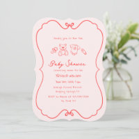 Sketched Cute Wavy Bow Frame Baby Shower