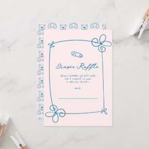 Sketched Cute Wavy Bow Frame Baby Shower Ticket Invitation