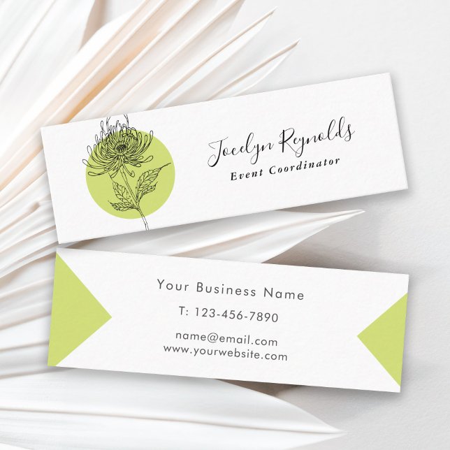 Sketched Dahlia Botanical Simple Elegant Mini Business Card (Creator Uploaded)
