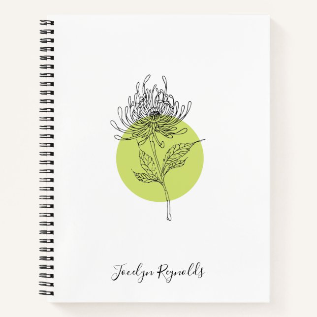 Sketched Dahlia Botanical Simple Elegant Notebook (Front)