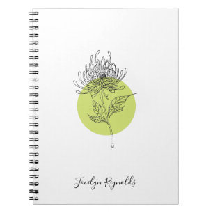 Sketched Dahlia Botanical Simple Elegant Notebook