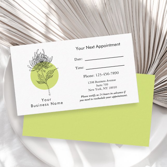 Sketched Dahlia Botanical Simple Next Appointment Business Card (Creator Uploaded)
