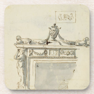 Sketched design for a fireplace (pen & ink and was coaster