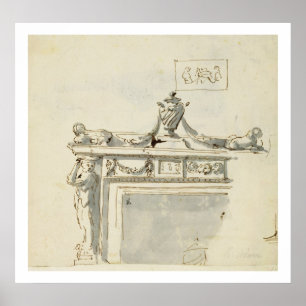 Sketched design for a fireplace (pen & ink and was poster