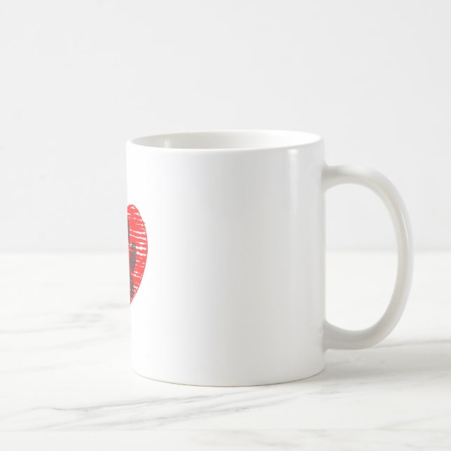 Sketched Dog Paw In Red Heart Coffee Mug (Right)