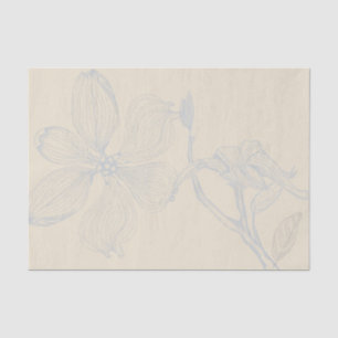 Sketched Dogwood Branch Lg Scale on Parchment Tissue Paper