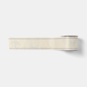 Sketched Dogwood Branches Parchment Satin Ribbon